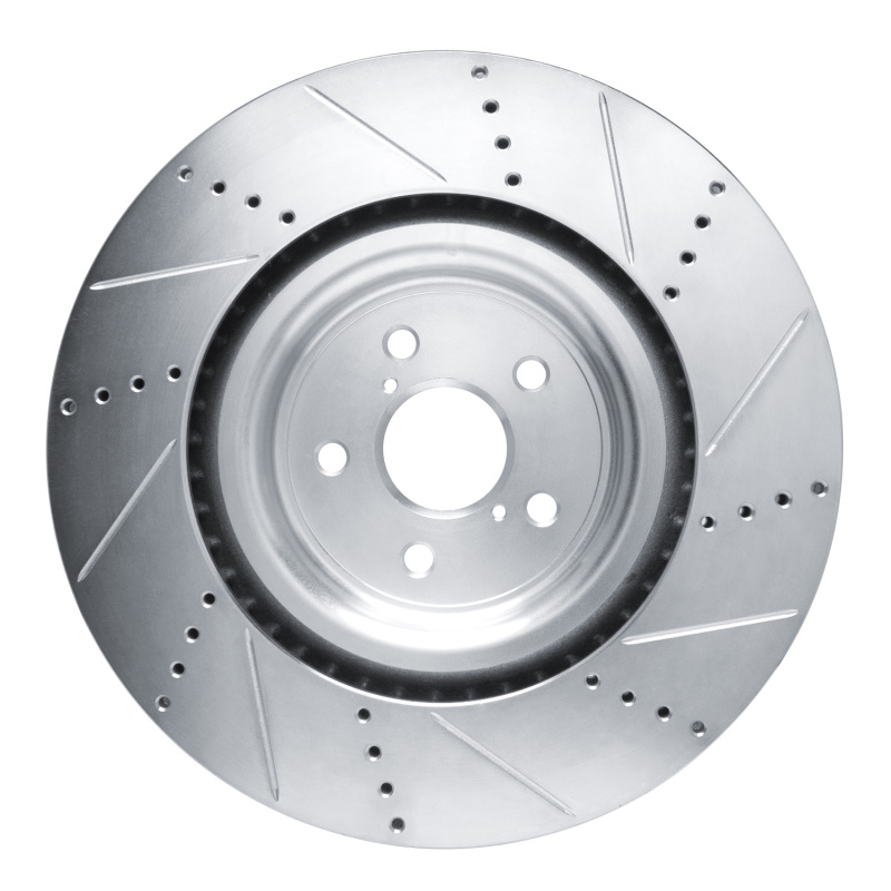 Lexus RC F Brake Rotor (1) - Left Front - R1 Concepts - Drilled & Slotted - Silver - `15-`22